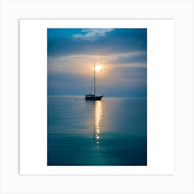 Sailboat At Sunset Art Print