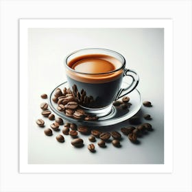 Coffee Cup With Coffee Beans 1 Art Print