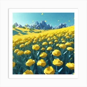 Field Of Yellow Flowers 28 Art Print