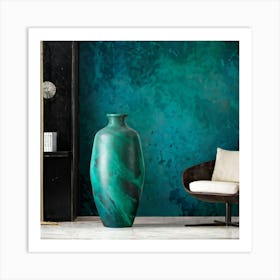 An Old Antique Vase Crafted From Green Marble Standing Majestically Against A Cool Backdrop Showc (5) Art Print