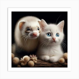 Ferret And Kitten Art Print