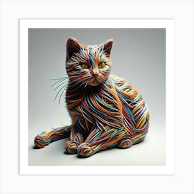 Wire Sculpture Cat Art Print