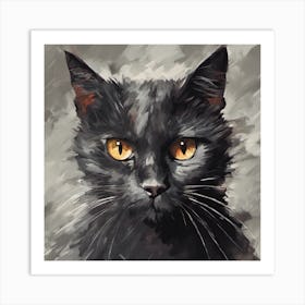 Black Cat Painting Art Print