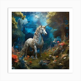 Unicorn In The Forest Art Print