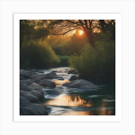 Sunrise Over A River Art Print