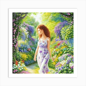 Girl In A Garden 16 Art Print