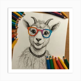 Goat With Glasses 3 Art Print