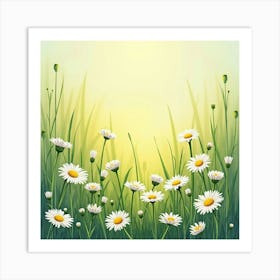 Daisies Scattered Across A Watercolor Meadow, Glowing In Sunlight 1 Art Print