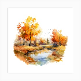 Watercolor Autumn Landscape 33 Art Print