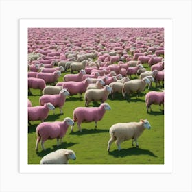 When sheep eat pink grass Art Print