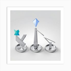 Business And Direction Icons In Three Dimensional Style Ascending Arrows Pointing Upwards Suggestin Art Print