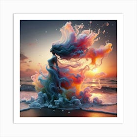 Girl In The Ocean 1 Art Print