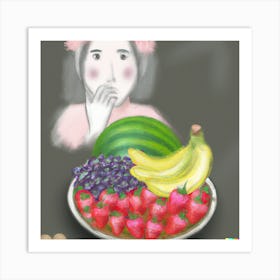 Chinese Draw, Fruits  Art Print