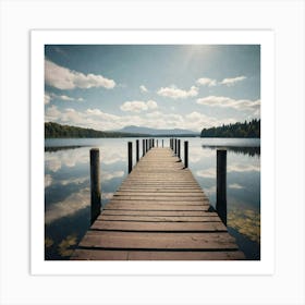 Pier On A Lake Art Print