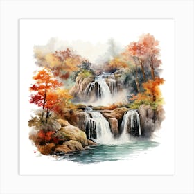 Waterfall Painting 1 Art Print