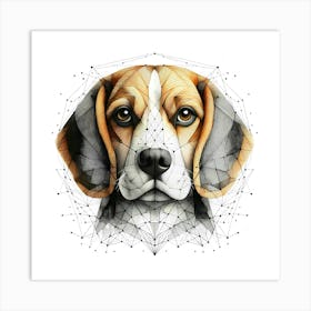 Beagle Dog -Abstract Line Art Illustration 152 Art Print