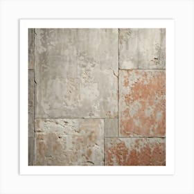 Aged Concrete Texture Embracing Retro Brickwork Pattern Varying Shades Of Faded Terracotta And Weat 2 1 Art Print