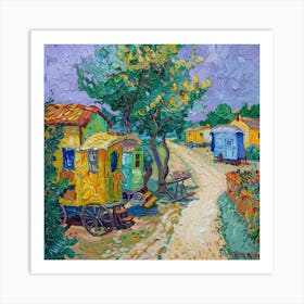 Van Gogh Style. Gypsy Caravans at Arles Series 1 Art Print