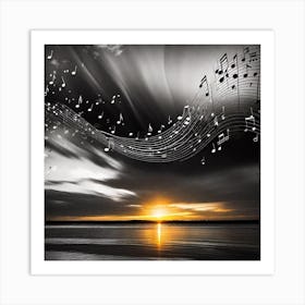 Music Notes At Sunset 5 Art Print