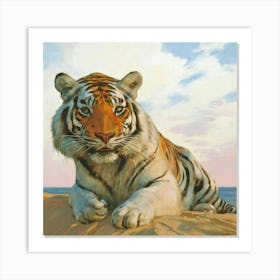 Tiger On The Beach Art Print