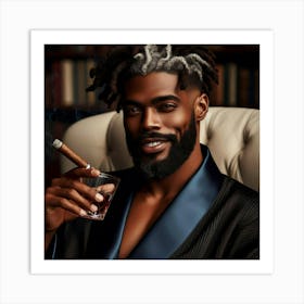 Portrait Of A Man With A Cigar-7 Art Print