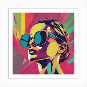 Portrait Of A Woman In Sunglasses Art Print