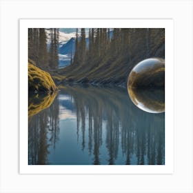 Sphere In A Lake Art Print