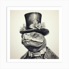 Turtle In Top Hat Art Print