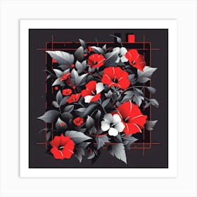 Flowers In A Square Art Print