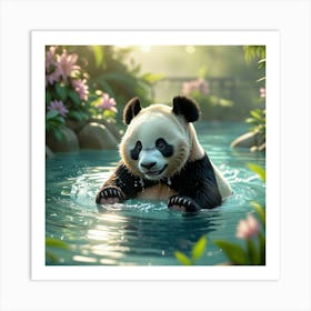 Leonardo Phoenix 10 A Serene Panda Is Practicing Its Swimming 1 Affiche