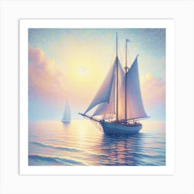 Lonely sailboat 2 Art Print