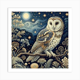 Owl on A Branch Watching Wisely Art Print