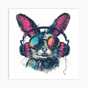 Rabbit With Headphones 8 Art Print