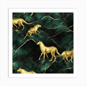 Gold Kangaroos Art Print