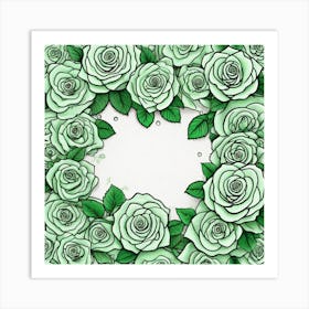 Green Roses On Edges As Frame With Empty Space In Centre Ultra Hd Realistic Vivid Colors Highly (6) Art Print