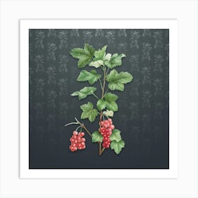 Vintage Redcurrant Plant Botanical on Slate Gray Pattern n.0299 Art Print