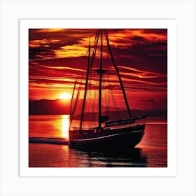 Sunset Sailboat 11 Art Print