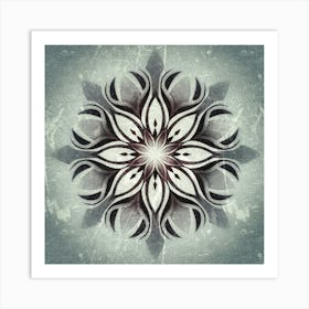 Snowflake, mandala, geometric design, abstract, art, sharp, style, Ornament, poster, print Art Print, grey wall , textured, stone Art Print