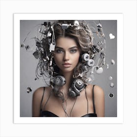 Woman With Wires In Her Hair Art Print