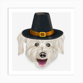 Pyrenean Shepherd Wearing Pilgrim Hat Thanksgiving Art Print