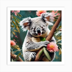 Koala Bear With Flowers Art Print
