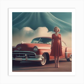 Girl And A Car 2 Art Print