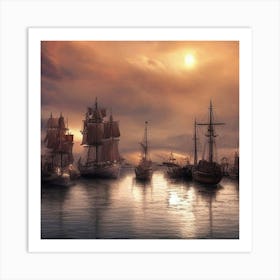 Sailing Ships In Harbour Art Print