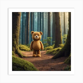 Ted Bear In The Forest Art Print