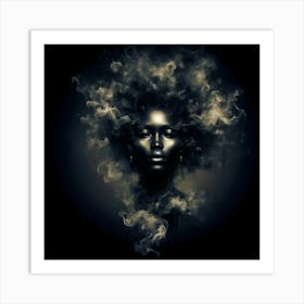 Black Woman With Smoke Art Print