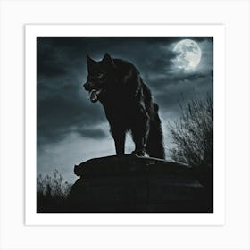 Wolf In The Moonlight 2 Art Print