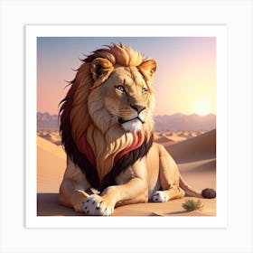 Lion In The Desert 1 Art Print