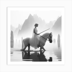 Woman Riding A Horse 1 Art Print