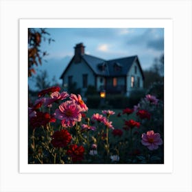 House At Dusk Art Print