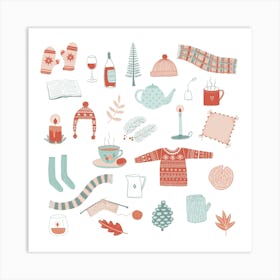 Hygge Cosy Winter Things Art Print